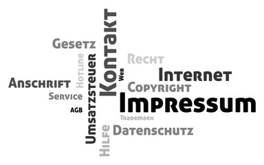 Impressum und Kontakt Wordcloud Vektor Grafik