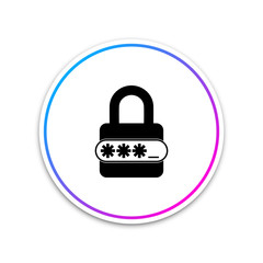 Password protection and safety access icon isolated on white background. Circle white button. Vector Illustration