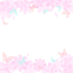 Abstract spring summer background in light pastel color with copy space, environmental theme with butterfly and tree