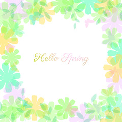 Abstract spring summer background in light pastel color with copy space, floral theme with butterfly and flower