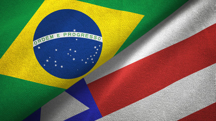 Bahia state and Brazil flags textile cloth, fabric texture
