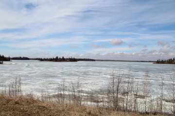 Fototapeta na wymiar Last Of Winter On The Lake, Elk Island National Park, Alberta