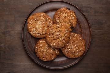 oatmeal cookies with sesame on a plate