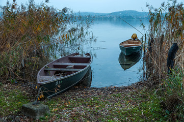 Boote am Bodensee am Abend