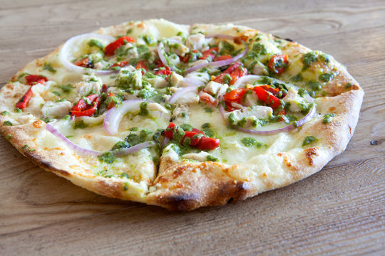 Chicken Pesto Pizza With Roasted Red Peppers