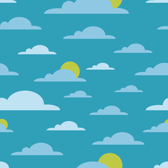 Seamless pattern with cloud and sun. Vector illustration