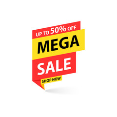 Sale tag. Special offer, big sale, discount, best price, mega sale banner. Shop or online shopping. Sticker, badge, coupon, store. Vector Illustration.