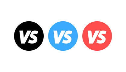 VS versus letters icons set. Battle, confrontation, together, standoff, final fighting. Vector illustration.