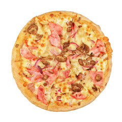 Pizza top view isolated