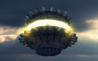 3d render. Alien spaceship concept