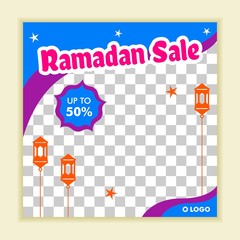 Ramadan kareem sale banner, discount, label