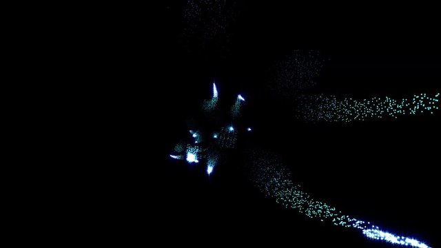 Seamless animated background of moving blue particles. Fantasy fireworks animation.