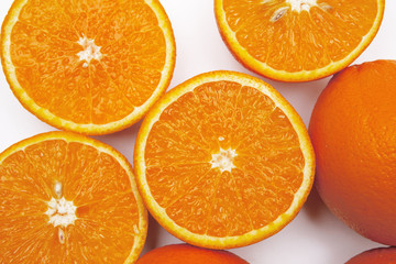 Fresh orange fruit isolated on white background close up
