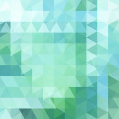 Geometric pattern, triangles vector background in green, blue  tones. Illustration pattern