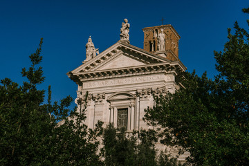 Fototapeta na wymiar ROME, ITALY - 12 SEPTEMBER 2018: The Church of Santa Francesca Romana in the Roman forum