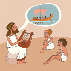 ancient greek story telling tradition cartoon