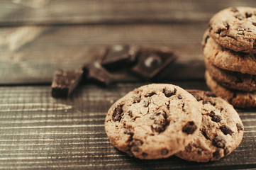 Cookies with chocolate chips close-up