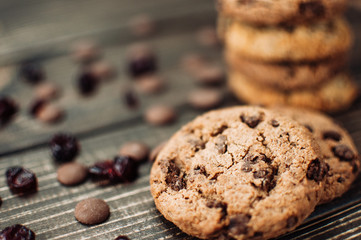 Chocolate homemade pastry biscuits isolated on white background