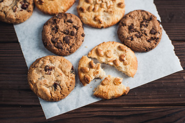 Cookies on a wooden background (Selective focus)