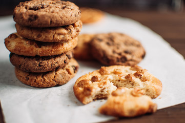 Cookies on a wooden background (Selective focus)