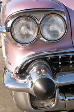 head lights and grill on classic car. Car part art is specifically cropped to create interesting designs from classic American cars 04/06/2019