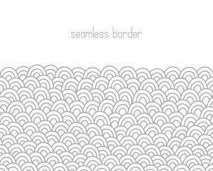 Sea waves border. Doodle seamless background. Hand drawn pattern. Vector illustration. - 261787014
