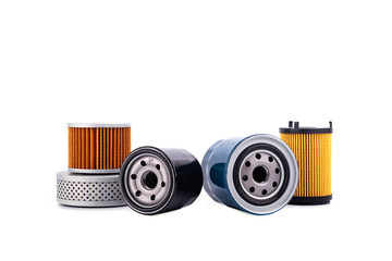 Auto parts accessories :  Oil , fuel or air filter for engine car  isolated on white background.
