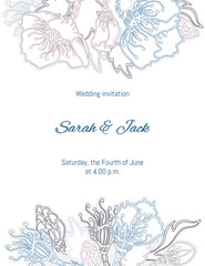 Vector design with floral decoration elements for wedding invitation, anniversary cards and other