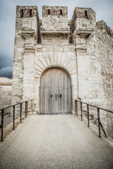 Fototapeta na wymiar Particular view of the entrance to the castle of Maniace in Ortigia Siracura.