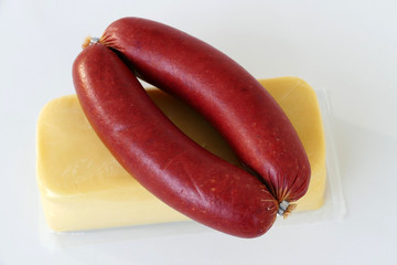cheddar cheese and veal sausage together,