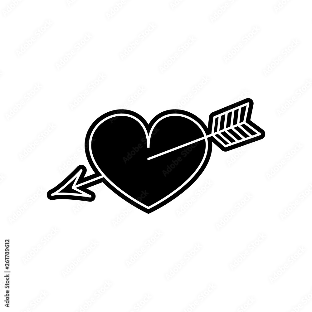Poster heart pierced with an arrow icon. element of valentine for mobile concept and web apps icon. glyph, 