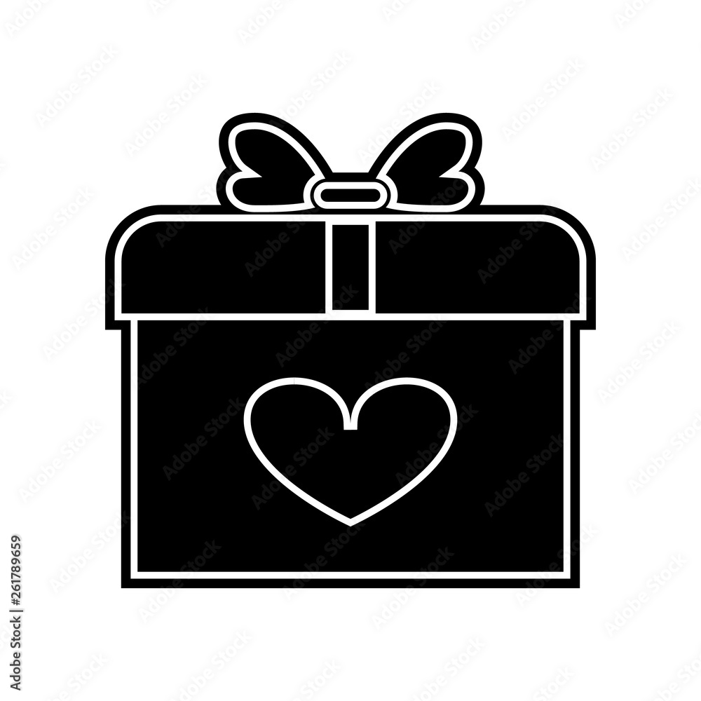 Poster a gift with a heart icon. element of valentine for mobile concept and web apps icon. glyph, flat ico