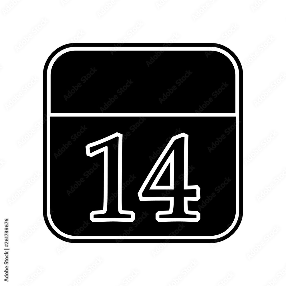 Poster calendar with 14th date icon. element of valentine for mobile concept and web apps icon. glyph, flat