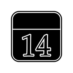 Fototapeta premium calendar with 14th date icon. Element of Valentine for mobile concept and web apps icon. Glyph, flat icon for website design and development, app development