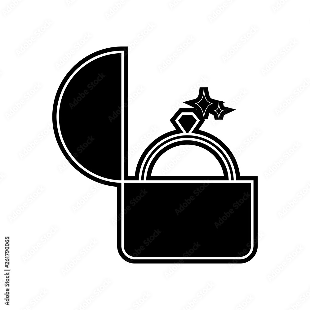 Poster wedding ring in a box icon. element of valentine for mobile concept and web apps icon. glyph, flat i