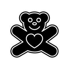 teddy bear with heart icon. Element of Valentine for mobile concept and web apps icon. Glyph, flat icon for website design and development, app development