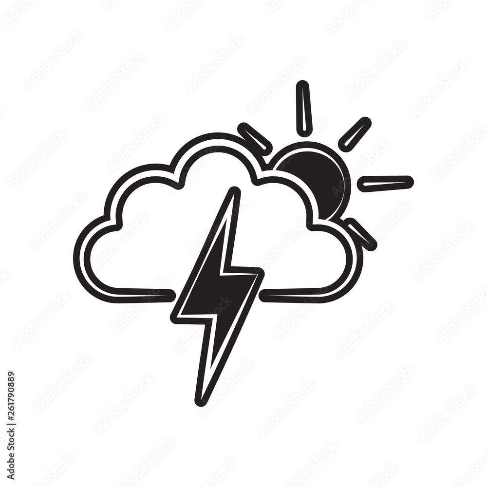 Poster sign of partial thunderstorm icon. element of weather for mobile concept and web apps icon. outline,
