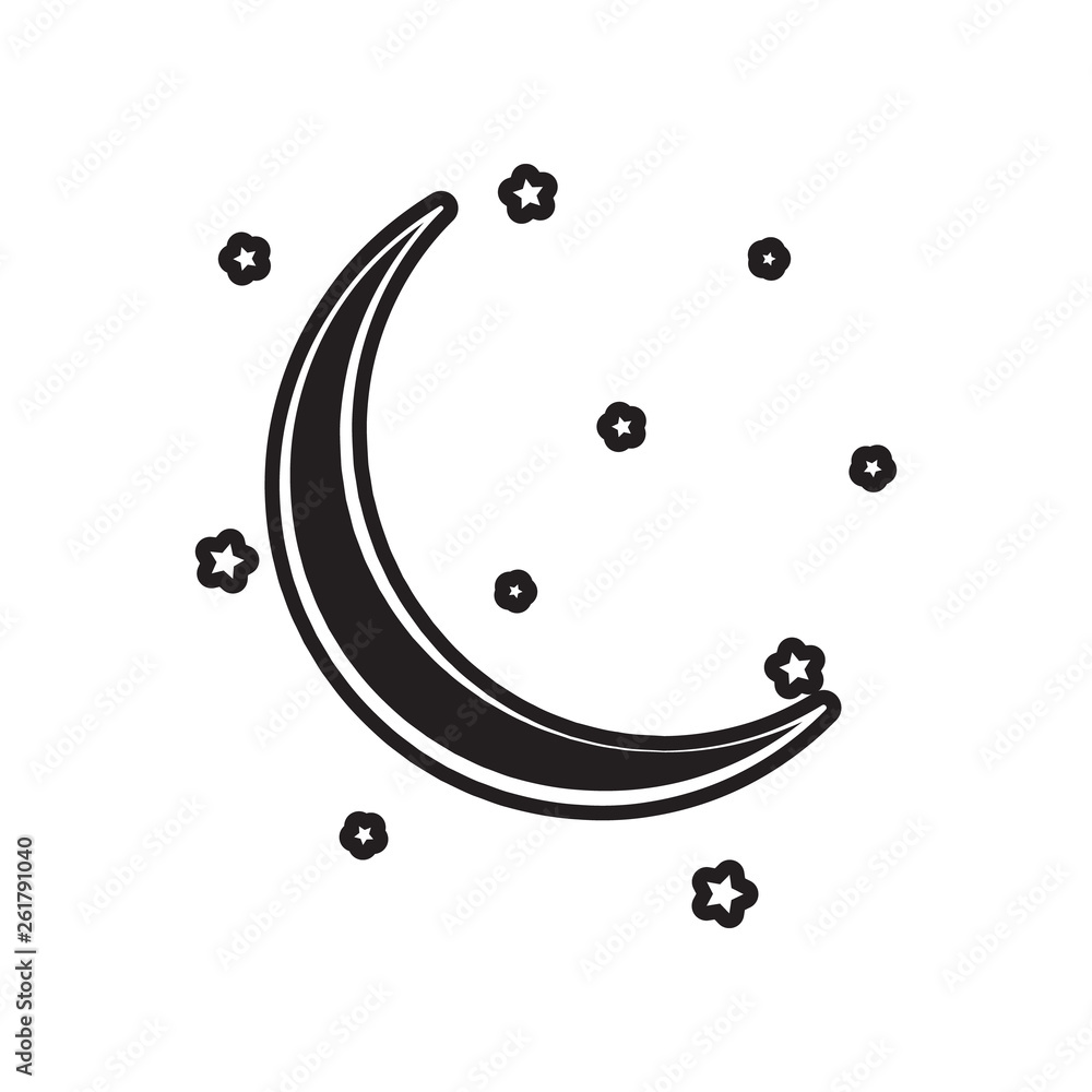 Poster sign of the moon and stars icon. element of weather for mobile concept and web apps icon. outline, t