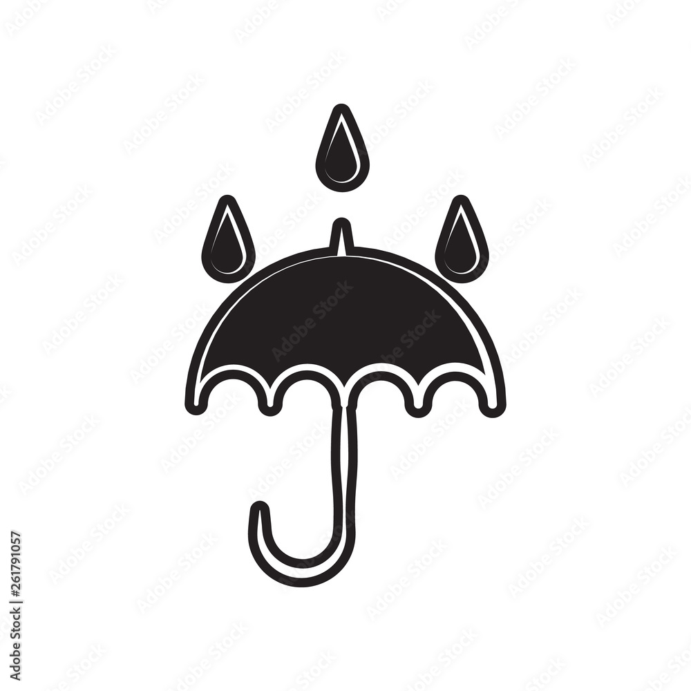 Poster rain sign and umbrella icon. element of weather for mobile concept and web apps icon. outline, thin 