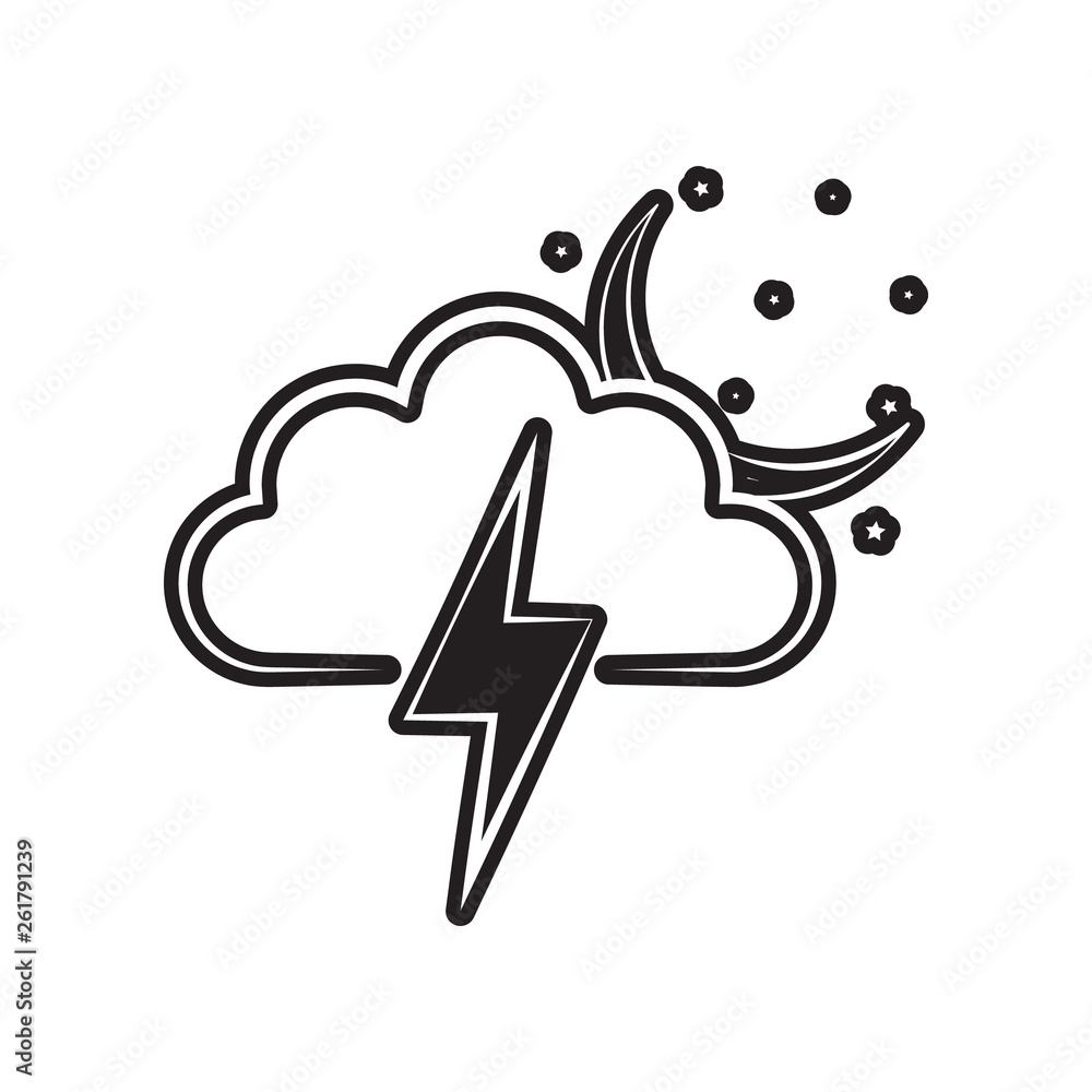 Poster a sign of a night storm icon. element of weather for mobile concept and web apps icon. outline, thin