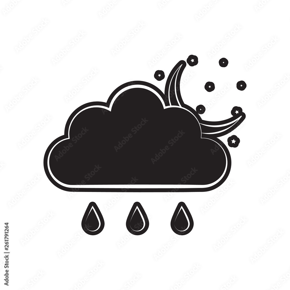 Poster the sign of the night rain icon. element of weather for mobile concept and web apps icon. outline, t