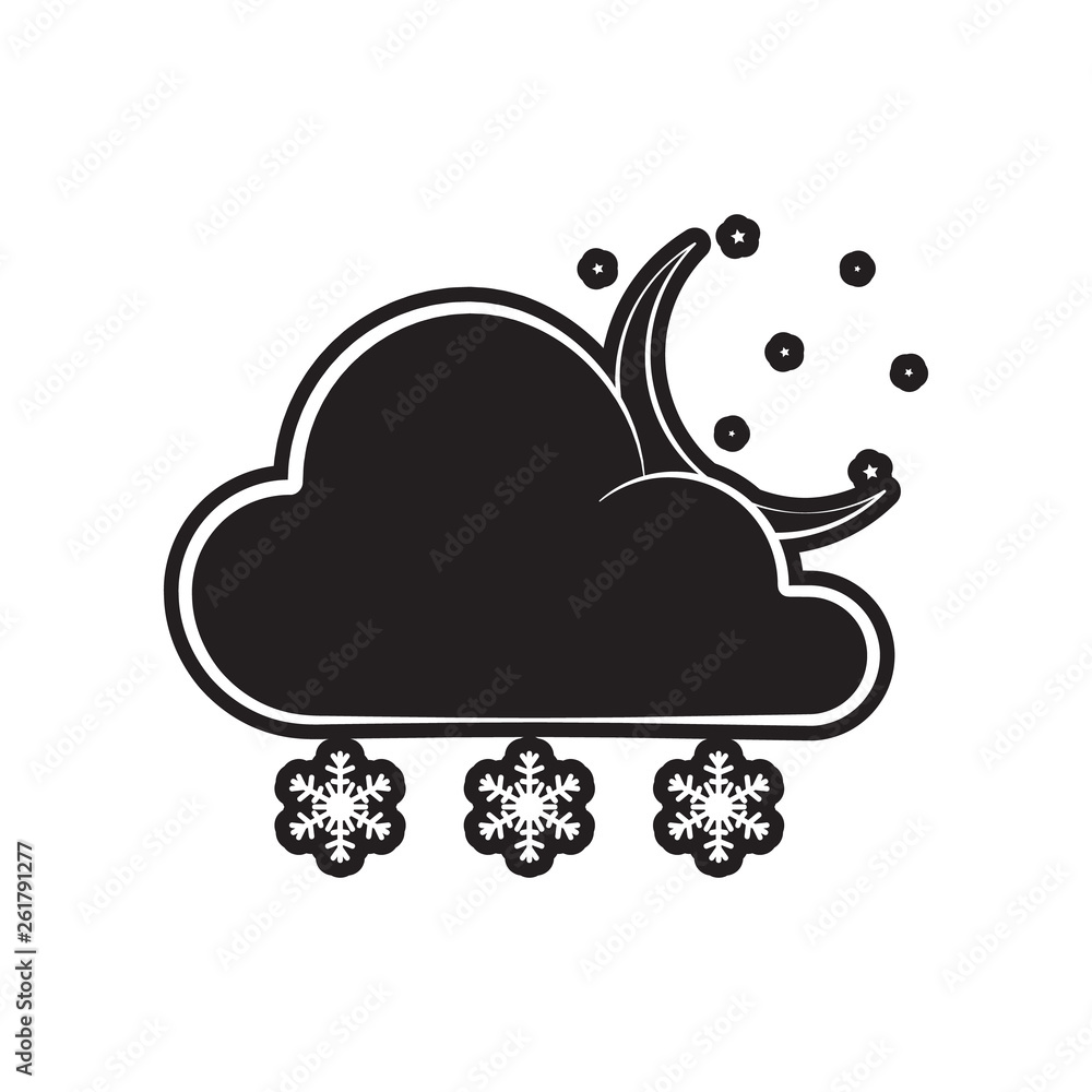 Poster a sign of a nighttime snow icon. element of weather for mobile concept and web apps icon. outline, t