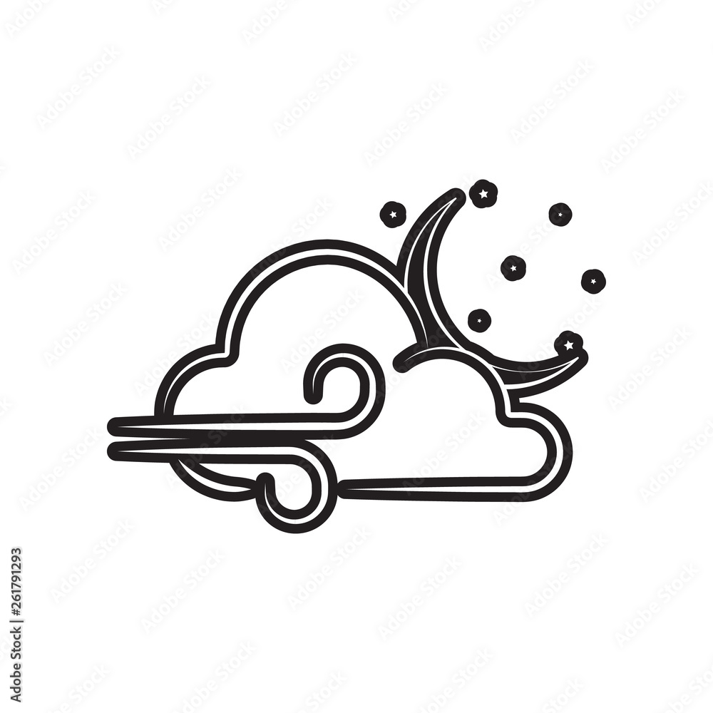 Poster night wind sign icon. element of weather for mobile concept and web apps icon. outline, thin line ic