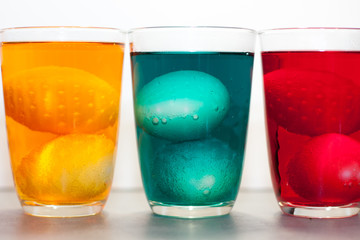 two eggs in colour glasses green