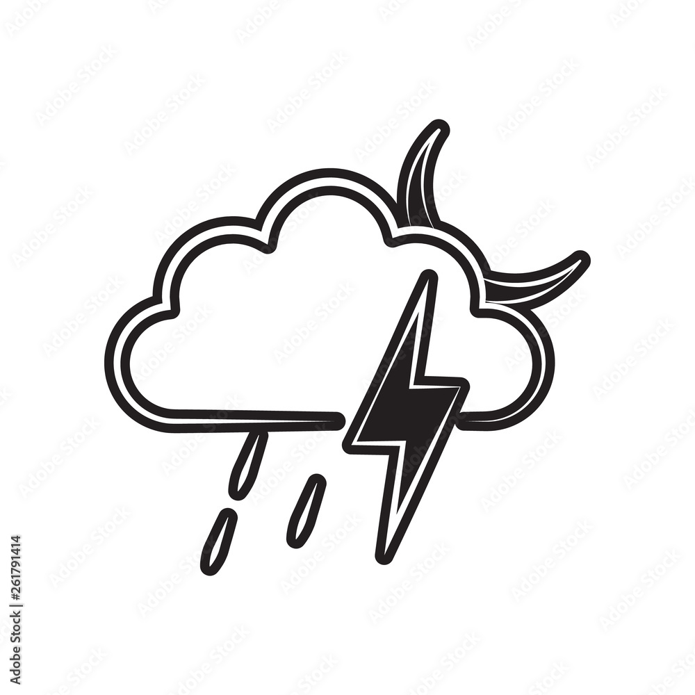 Poster a sign of a night rain with a thunder-storm icon. element of weather for mobile concept and web apps