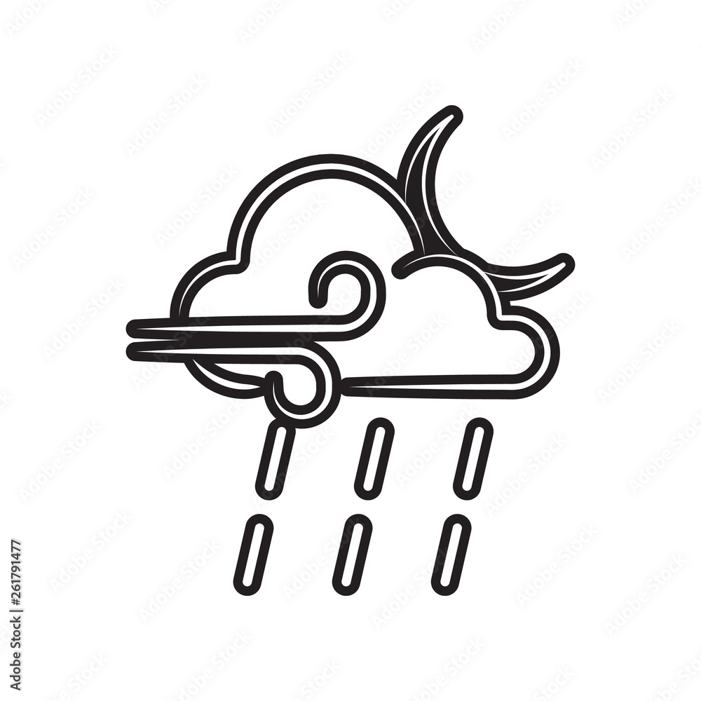 Poster a sign of a night rain with a wind icon. element of weather for mobile concept and web apps icon. ou