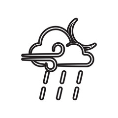 a sign of a night rain with a wind icon. Element of Weather for mobile concept and web apps icon. Outline, thin line icon for website design and development, app development