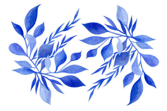 Ornement v&eacute;g&eacute;tal bleu