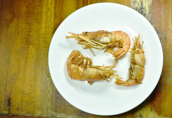 deep fried prawn coating crispy flour and egg on plate