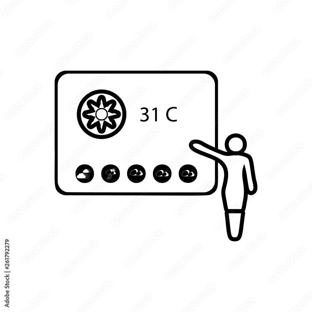 Poster girl says weather forecast sign icon. element of weather for mobile concept and web apps icon. outli